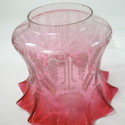 Lot 3 - A red glass oil lamp shade