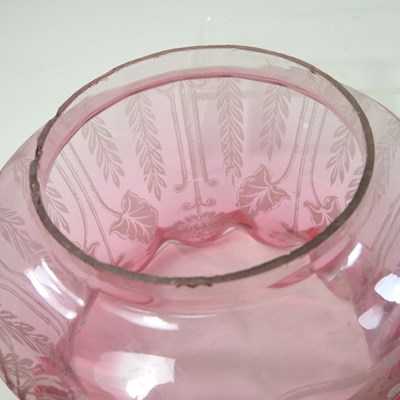 Lot 3 - A red glass oil lamp shade