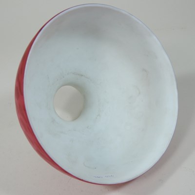 Lot 98 - A small red satin glass oil lamp shade