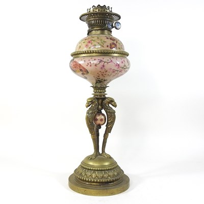Lot 77 - An ornate 19th century brass oil lamp