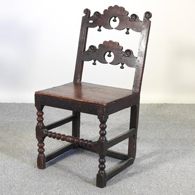 Lot 457 - A late 17th century oak Derbyshire side chair