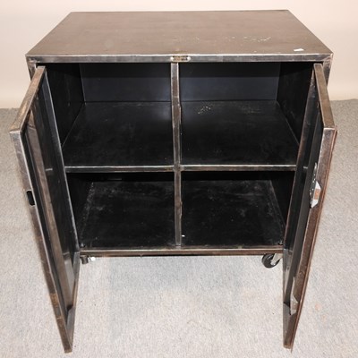 Lot 613 - An industrial style metal side cabinet