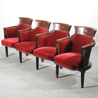 Lot 557 - A block  of four 1930's theatre seats