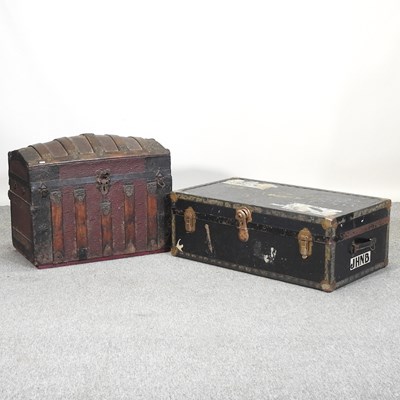 Lot 402 - A 19th century dome top trunk