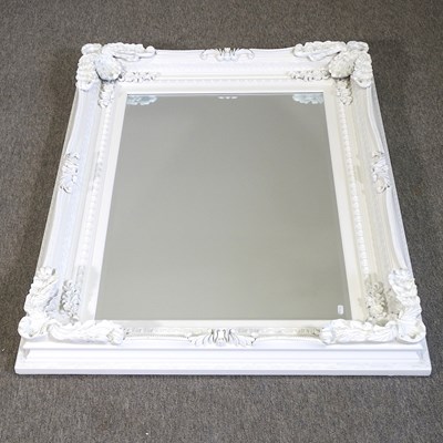 Lot 345 - A white painted wall mirror