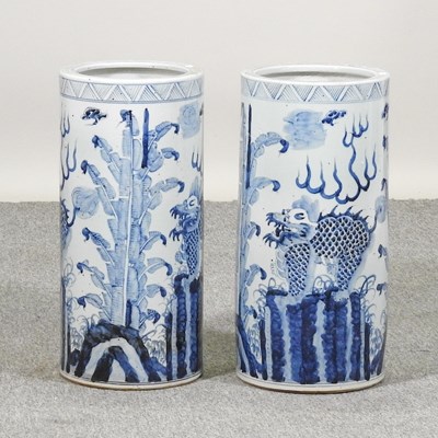 Lot 500 - A pair of Chinese porcelain stick stands