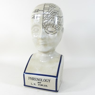 Lot 240 - A pottery phrenology head