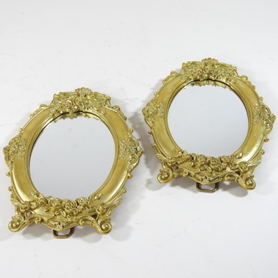 Lot 229 - A pair of brass easel mirrors