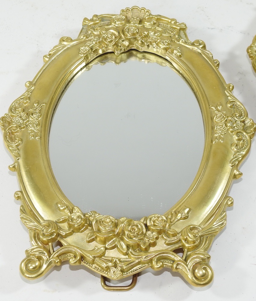 Lot 229 - A pair of brass easel mirrors