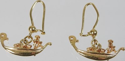 Lot 95 - A pair of 18 carat gold pendant earrings