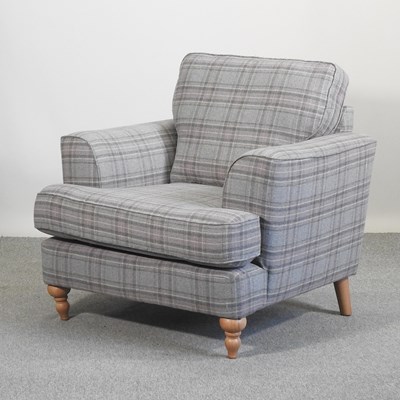 Lot 435 - A Marks & Spencer check upholstered armchair