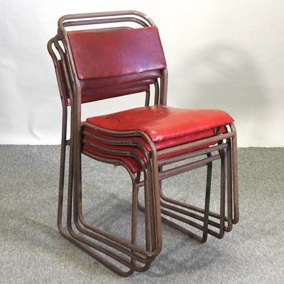 Lot 46 - A set of four mid 20th century tubular metal stacking chairs