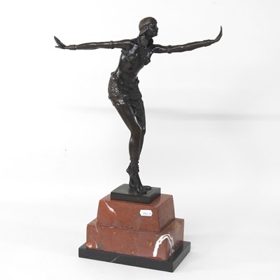 Lot 527 - A modern Art Deco style bronze figure of a dancer