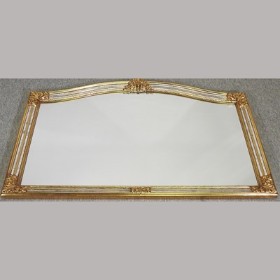 Lot 192 - A gilt framed over mantel mirror