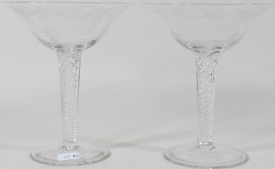 Lot 23 - A set of five double series opaque twist wine glasses