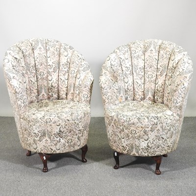 Lot 551 - A pair of Victorian style floral chairs