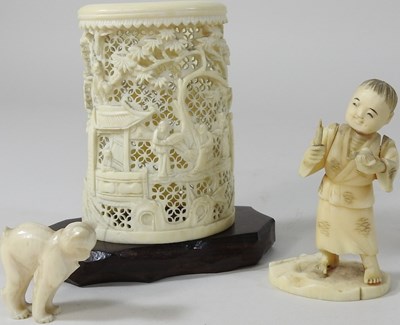 Lot 50 - A late 19th century Japanese carved ivory figure