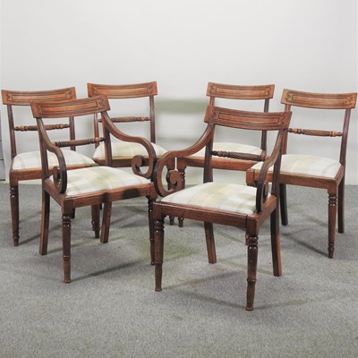 Lot 403 - A set of six Regency carved mahogany dining chairs