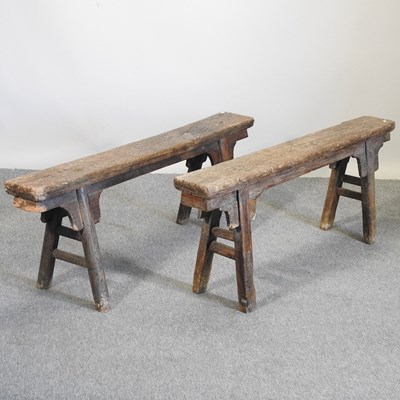 Lot 350 - A pair of oak benches