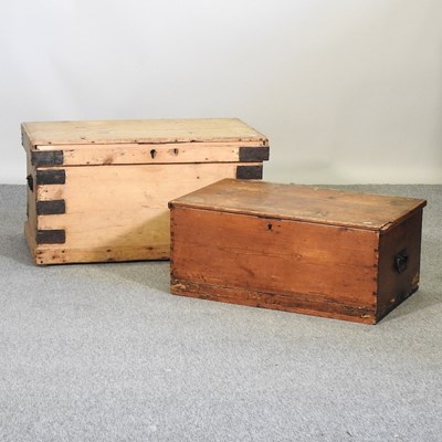 Lot 370 - An antique pine trunk