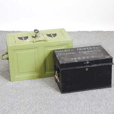 Lot 344 - A 19th century iron strong box