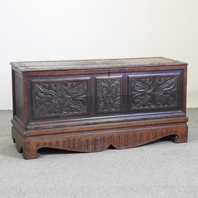 Lot 477 - An 18th century and later oak coffer