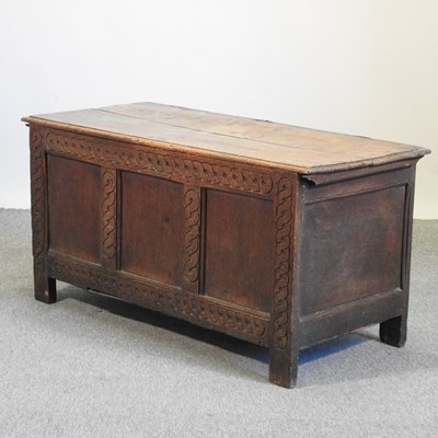 Lot 606 - An 18th century oak coffer