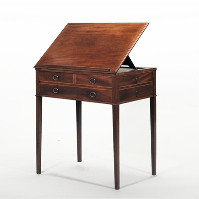 Lot 48 - A Regency mahogany and boxwood strung reading table