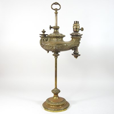 Lot 224 - A 19th century patent brass oil lamp base
