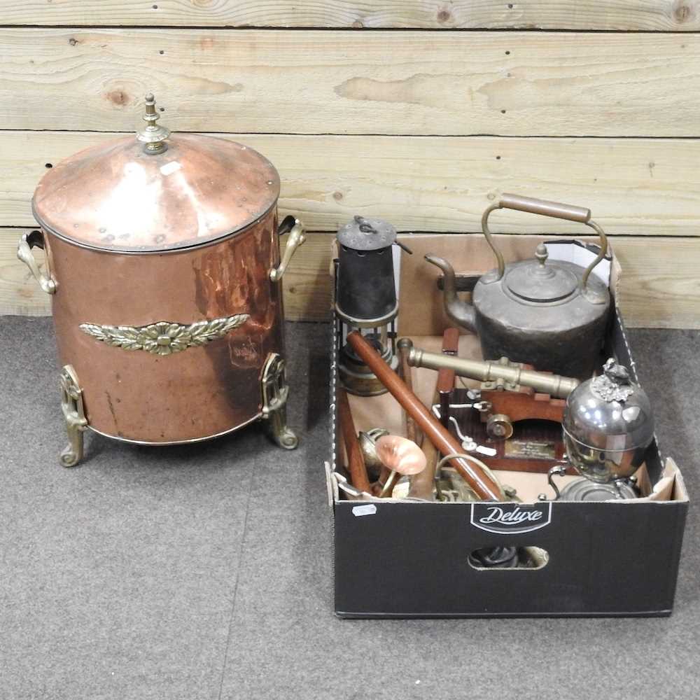 Lot 179 - A copper coal bin