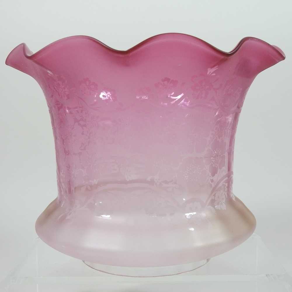 Lot 106 - A red glass oil lamp shade