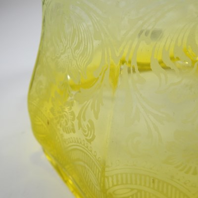 Lot 5 - A yellow glass oil lamp shade