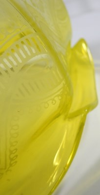 Lot 5 - A yellow glass oil lamp shade