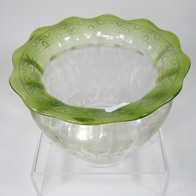 Lot 27 - A glass oil lamp shade