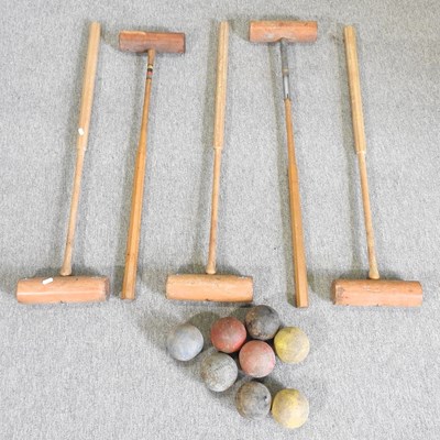 Lot 356 - A collection of wooden croquet mallets