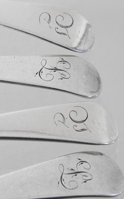 Lot 3 - A collection of five old English pattern silver teaspoons