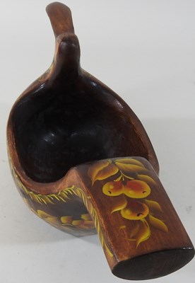 Lot 81 - A painted Swedish wooden bowl in the form of a duck