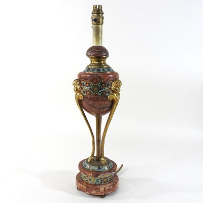 Lot 225 - A marble and enamel lamp base