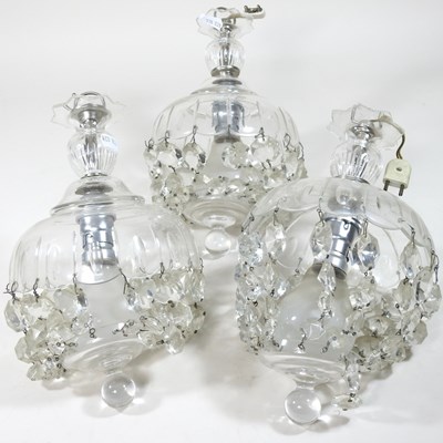 Lot 227 - A set of three cut glass ceiling lights