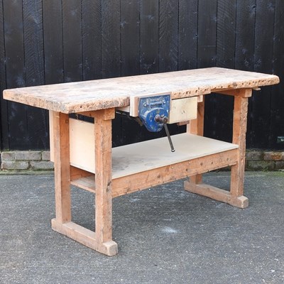 Lot 355 - A workshop woodwork bench