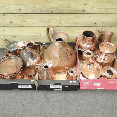 Lot 201 - A collection of copper saucepans
