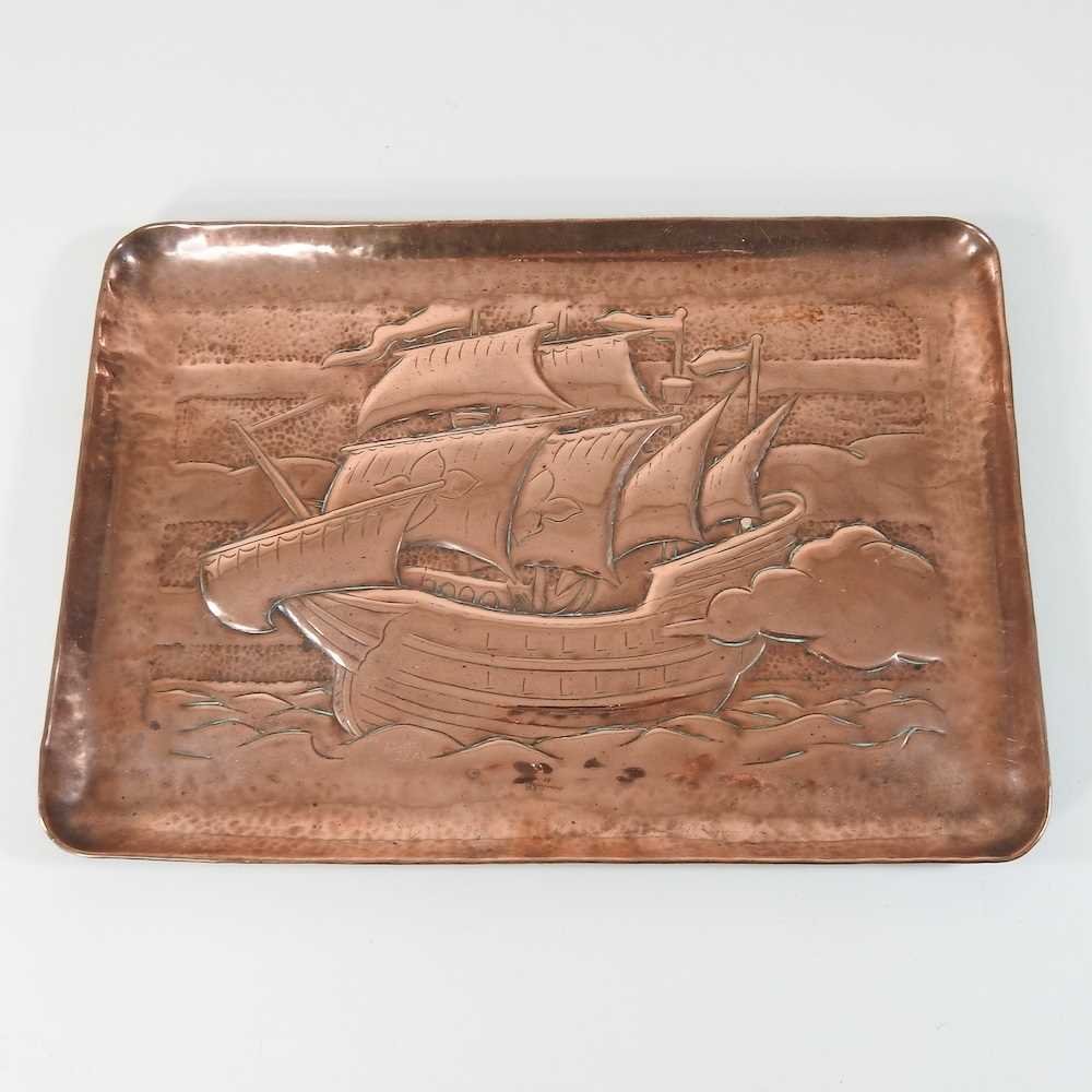 Lot 26 - An Arts and Crafts Newlyn copper tray