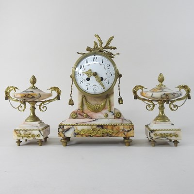 Lot 253 - An early 20th century French clock garniture