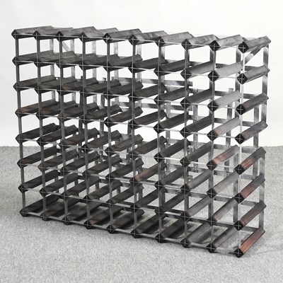 Lot 346 - A metal and wooden wine rack