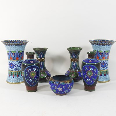 Lot 191 - A pair of early 20th century Chinese cloisonné vases