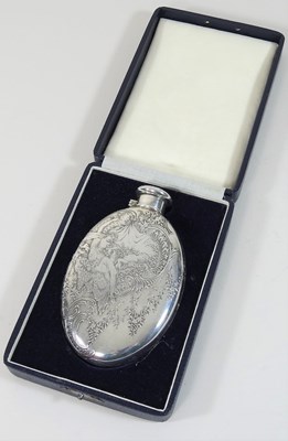 Lot 49 - An early 20th century Tiffany engraved silver hip flask