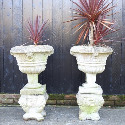 Lot 300 - DAY TWO - A pair of cast stone garden urns