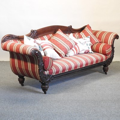 Lot 432 - A Victorian scroll end sofa