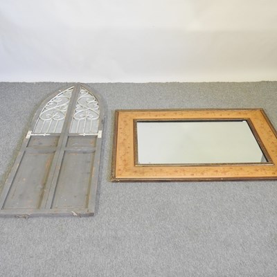 Lot 378 - A floral decorated wall mirror