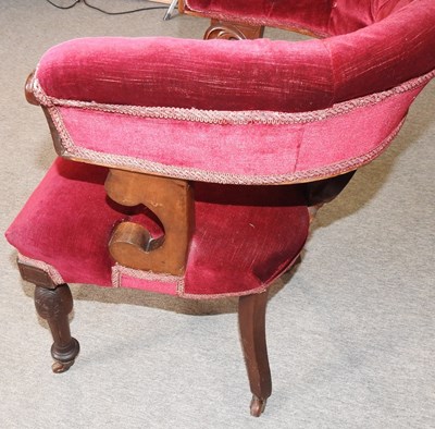 Lot 504 - A Victorian red upholstered desk chair